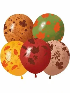 Шар (12''/30 см) Осенние листья, Ассорти, пастель, 5 ст, 25 шт.