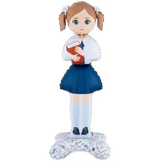 Шар 3D (71''/180 см) Фигура на подставке, Школьница, Ученица Девочка, Сатин, 1 шт. в уп.