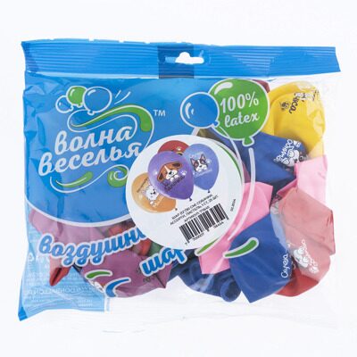 Шар (12''/30 см) Собачки, Ассорти, пастель, 1 ст, 25 шт.